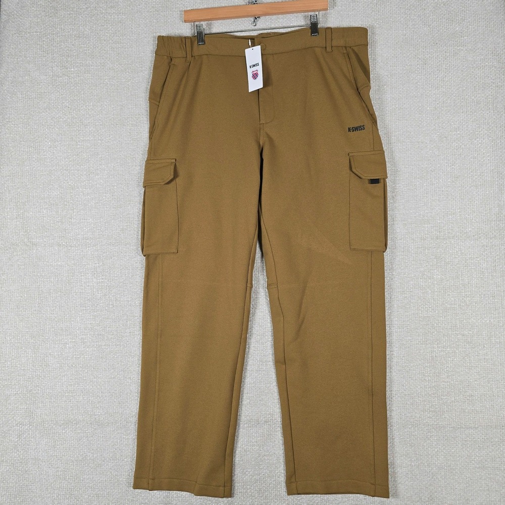K-Swiss Mens Brown Cargo Pants Mesh Lined Outdoor Hiking Straight Leg 2XL NWT